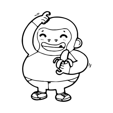 gorilla doodle vector illustration isolated on white backgroundのイラスト素材