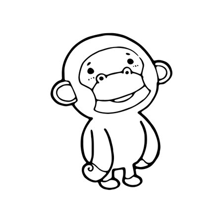 gorilla doodle vector illustration isolated on white backgroundのイラスト素材
