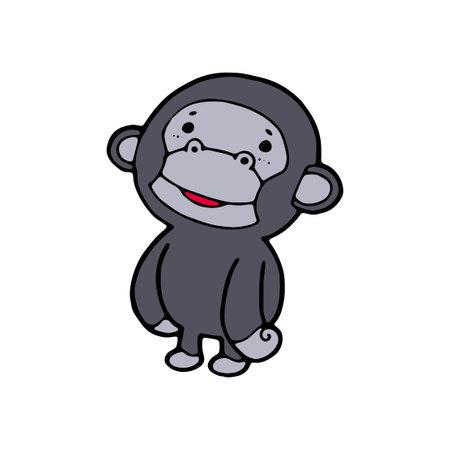 cartoon gorilla comic monkey doodle vector illustration isolated on white backgroundのイラスト素材