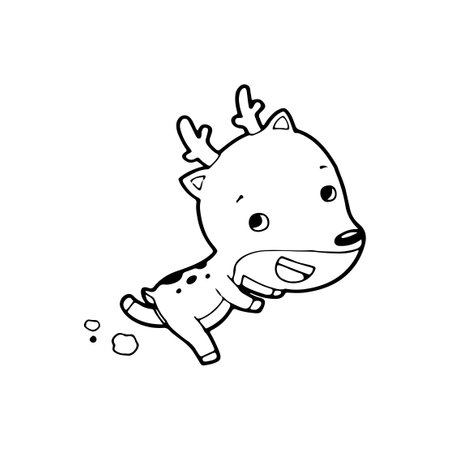cute cartoon deer Hand drawn doodle comic illustration vector isolated on white backgroundのイラスト素材