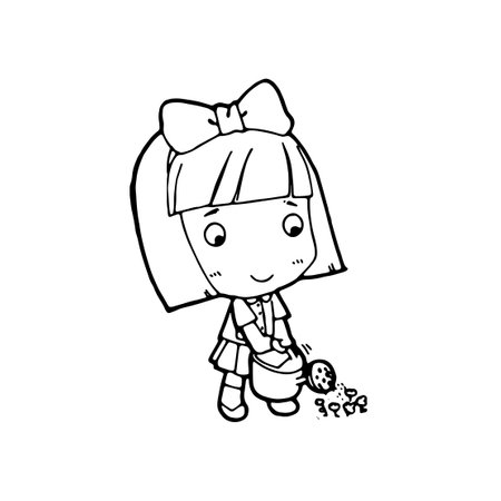 thai students cleaning up school classroom, coloring styles vector illustrationのイラスト素材