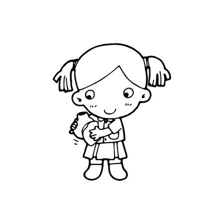 thai students cleaning up school classroom, coloring styles vector illustrationのイラスト素材