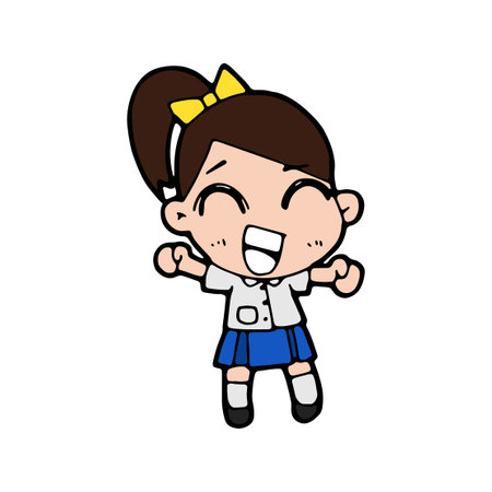 thai student cute cartoon kawaii on white background vector illustrationのイラスト素材