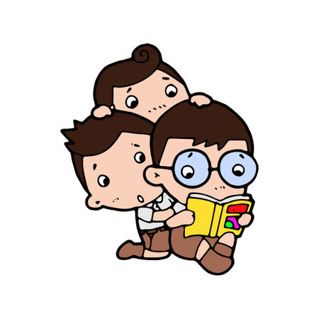 thai student cute cartoon kawaii on white background vector illustrationのイラスト素材