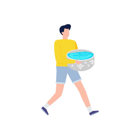 Songkran festival people thai Traditional enjoy splashing water Thailand Traditional Happy thai new year Vector Illustration template Thailand travel concept on white backgroundのイラスト素材