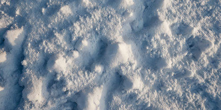 Snow texture. Winter background with snowflakes. Top view.の素材