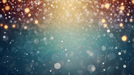 abstract background with bokeh defocused lights and snowflakesの素材