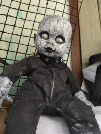 Halloween decoration. Scary ghost doll in the abandoned house.の写真素材