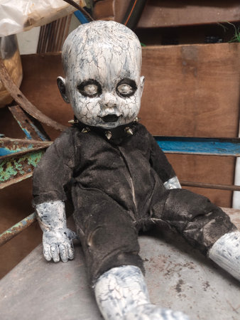 Sculpture of a dead man in a Halloween costume.の写真素材