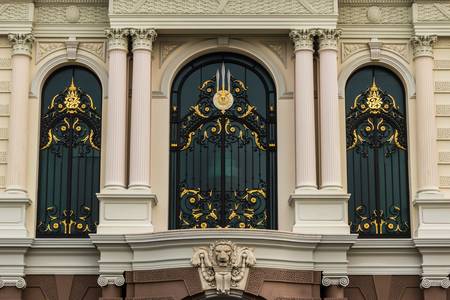 The Grand Palace and detail symbol king of thailandの写真素材