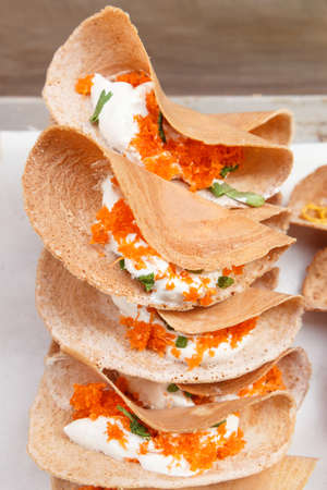 Thai dessert style crispy crepes.の写真素材