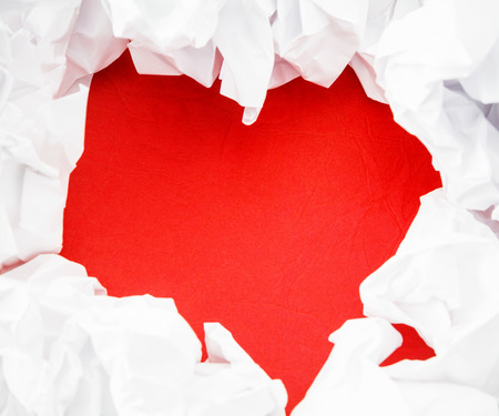 white paper  and red heart shape space for textの写真素材