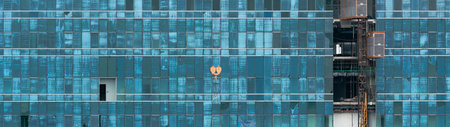 hospital modern building underconstruction decoration pattern with material glass window panel wall...
