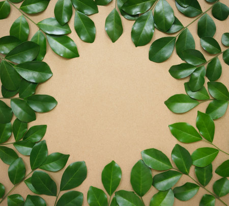 circle fresh tropical green leaves pattern ornament wreath frame decoration foliage isolated with...