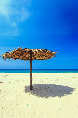 Sun Umbrella on the white beachの写真素材