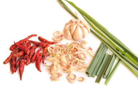 lemongrass, red chili and garlicの写真素材