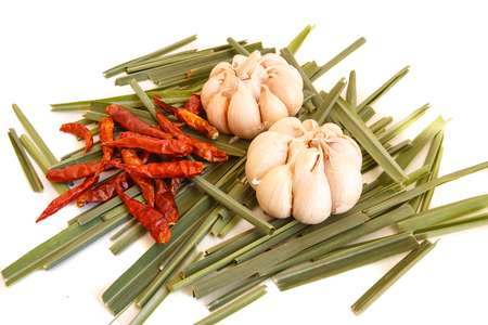 lemongrass, red chili and garlicの写真素材