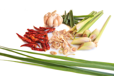 lemongrass, red chili and garlicの写真素材