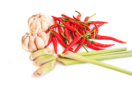 lemongrass, red chili and garlicの写真素材