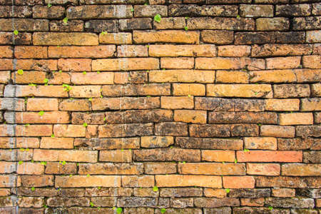 Background of red brick wall pattern texture in old city of Thailand