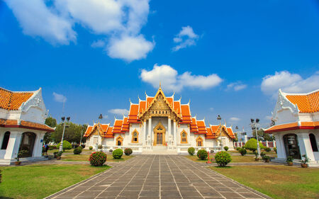 Temple in Bangkok, Beautiful Thai Temple Wat Benjamaborphit in Thailandの写真素材