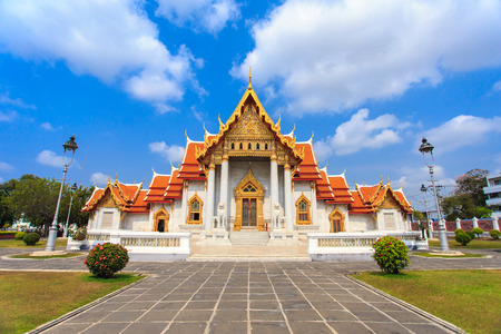 Temple in Bangkok, Beautiful Thai Temple Wat Benjamaborphit in Thailandの写真素材