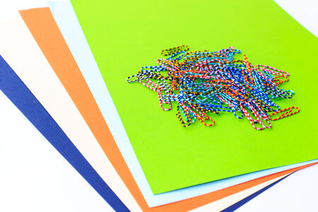 Paper Clip on color paperの写真素材
