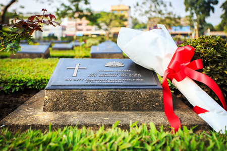Kanchanaburi War Cemetery, in Thailandのeditorial素材