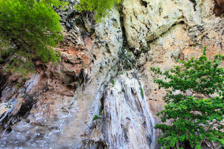 Climbing extream sport in Railay beach, Krabi Thailandの写真素材