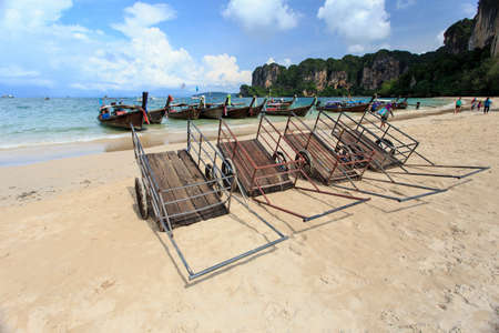 Local beach trolley in Thailandの写真素材