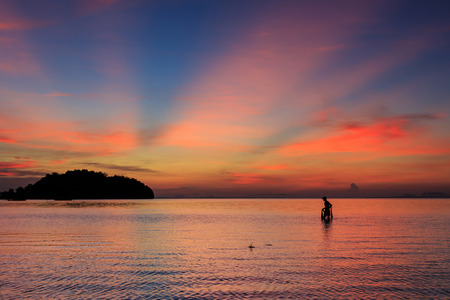 sunrise at Railay beach, Krabi, Andaman sea Thailandの写真素材