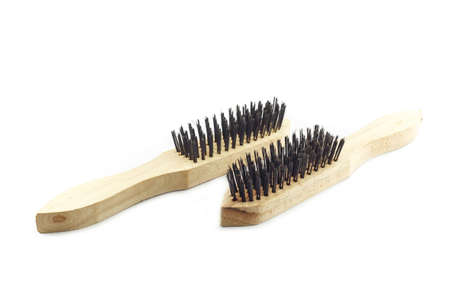 Steel brush isolated on white backgroundの写真素材