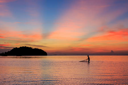 sunrise at Railay beach, Krabi, Andaman sea Thailandの写真素材