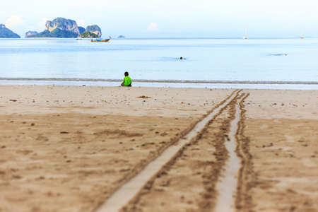 Line on sandの写真素材