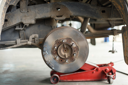 Close up disc break in maintenance processの写真素材