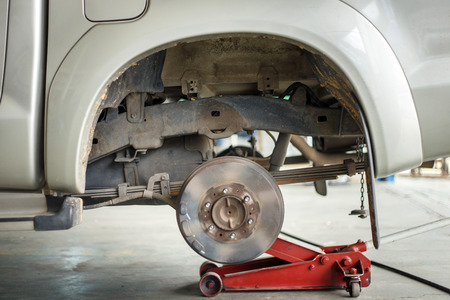 Close up disc break in maintenance processの写真素材