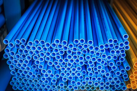 blue plastic pipeの写真素材