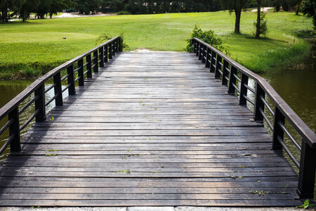 wooden bridge in the parkの写真素材