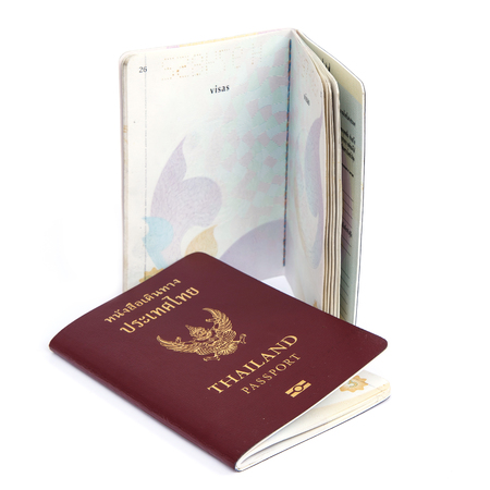 Thailand Passports isolated on white backgroundの写真素材