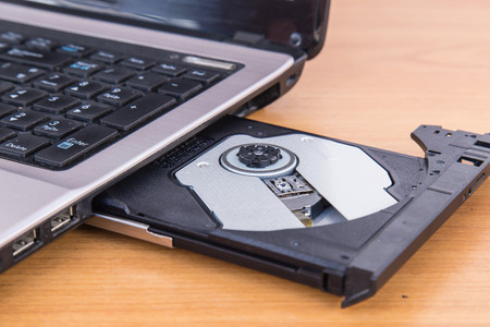 CD rom on laptopの写真素材