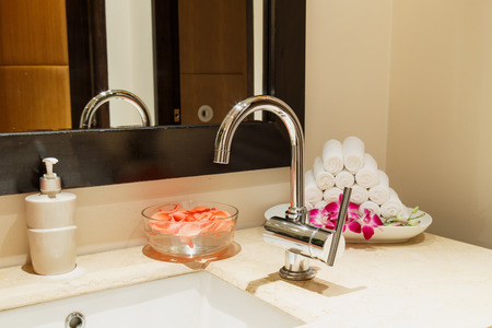 Modern bathroom faucetの写真素材