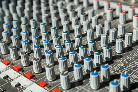 Close up Audio mixing consoleの写真素材
