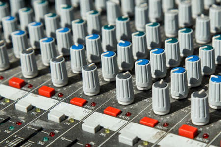 Close up Audio mixing consoleの写真素材