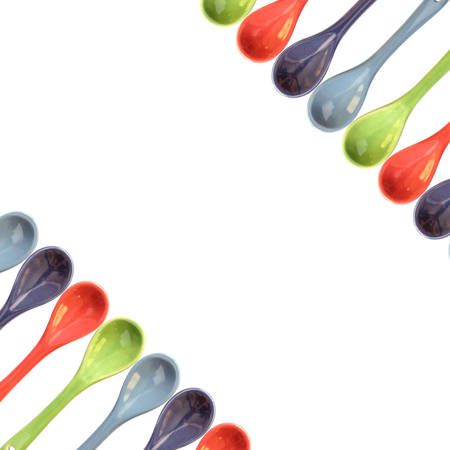 Ceramic spoon isolated on white backgroundの写真素材