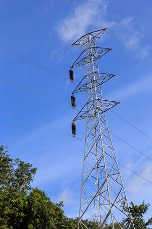 electric high voltage poleの写真素材