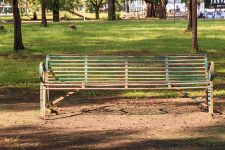 Steel bench stand in the park