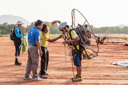 PHUKET,THAILAND - SEPTEMBER 16: unidentified competitor of the 4th Asian Beach Game Test Event for Paramotor on September 15, 2014 in Phuket,Thailandのeditorial素材