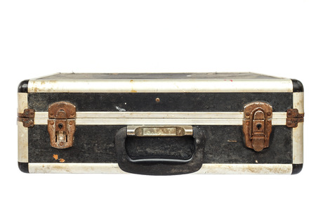 Old silver case isolated on white backgroundの写真素材