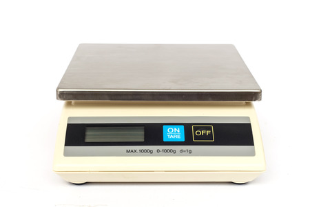 Digital scales isolated on white backgroundの写真素材