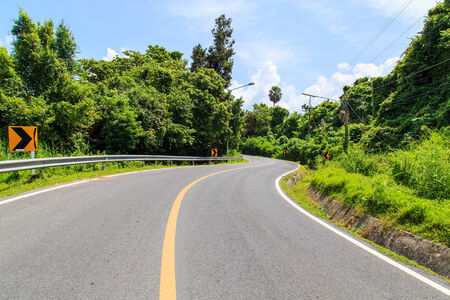 Clean road on the hill in Phuket, Thailandの写真素材